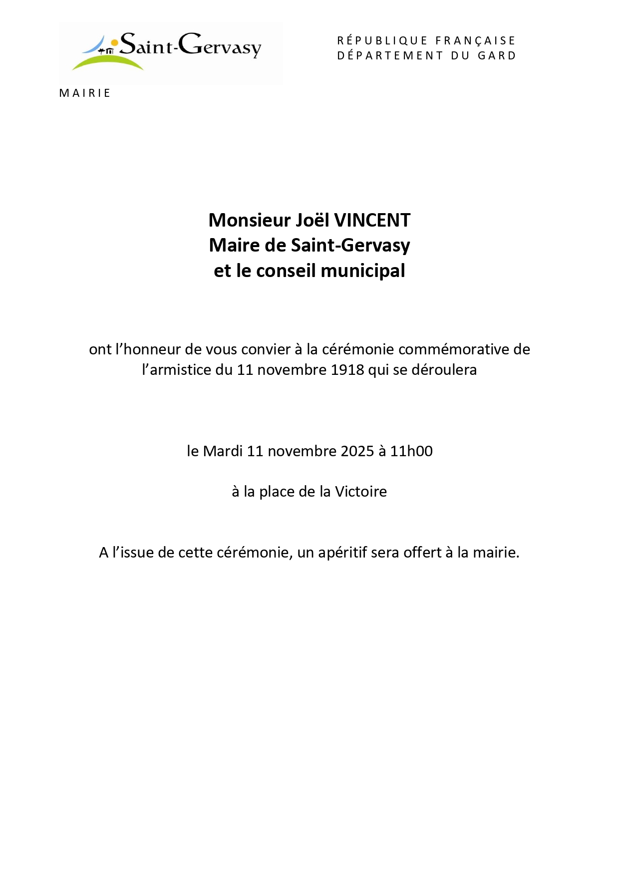 Affiche Commemoration 11 Novembre